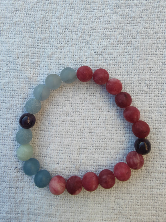 Bracelet half red grey Stone