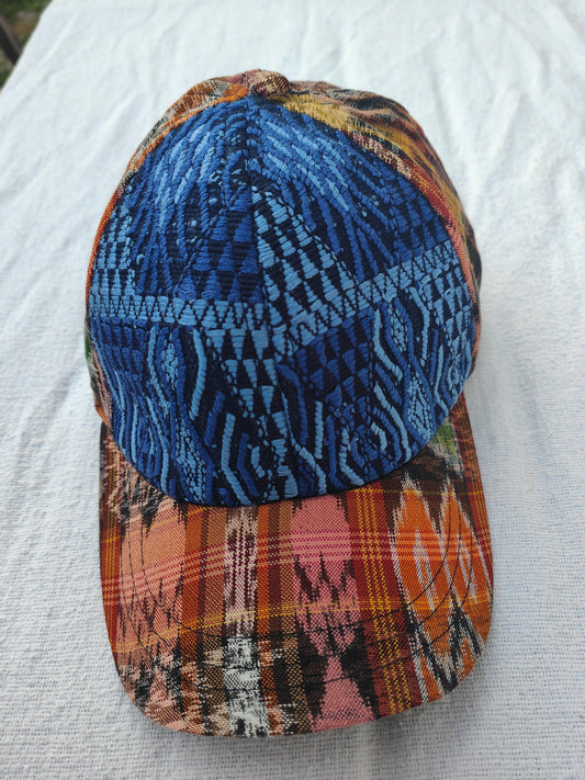 Handmade Hat unique Blue Brownish orange